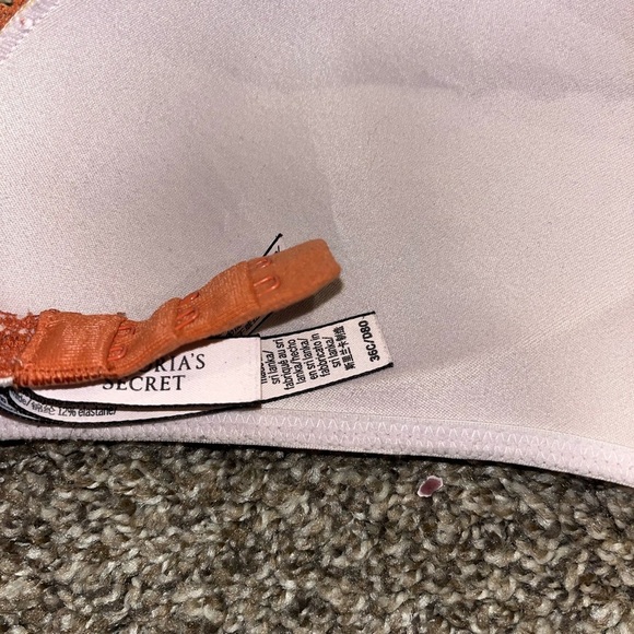 Victorias Secret Body No-wire Bra 36C Wireless Adjustable Lace orange - Picture 4 of 9